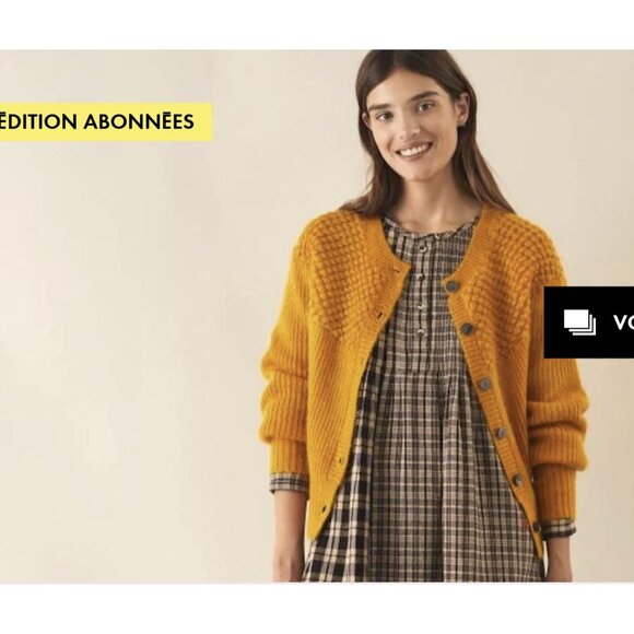 NWT Leon & Harper As Seen In French Elle Magazine Mustard Cardigan Medium - Picture 2 of 6